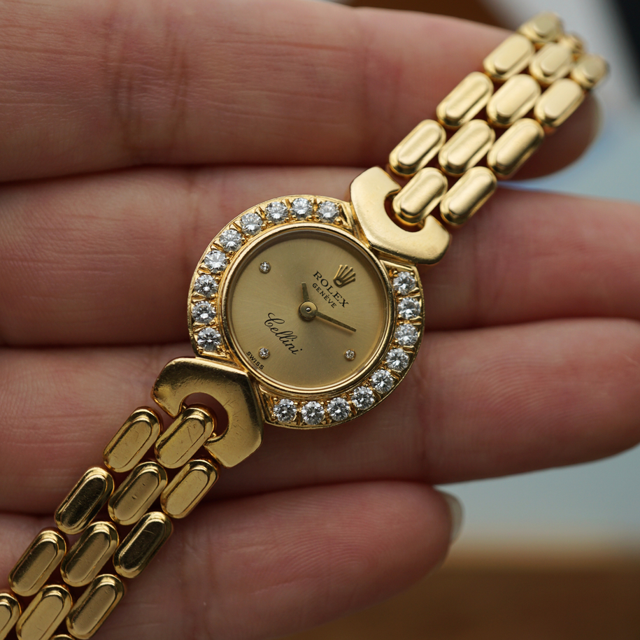 Rolex Cellini Ref. 2505 18K Yellow Gold Diamond Bezel Bracelet Watch