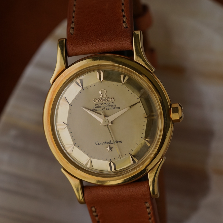 Vintage Omega Constellation Pie Pan Dial 18k Yellow Gold 2582/2853 SC circa 1956