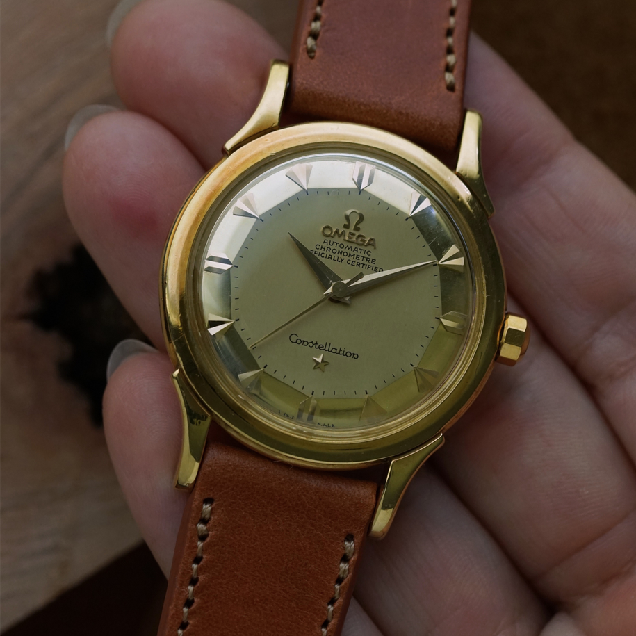 Vintage Omega Constellation Pie Pan Dial 18k Yellow Gold 2582/2853 SC circa 1956