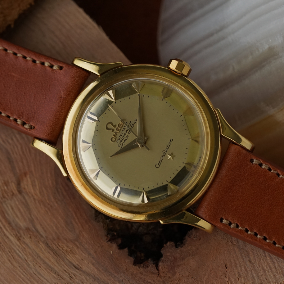 Vintage Omega Constellation Pie Pan Dial 18k Yellow Gold 2582/2853 SC circa 1956