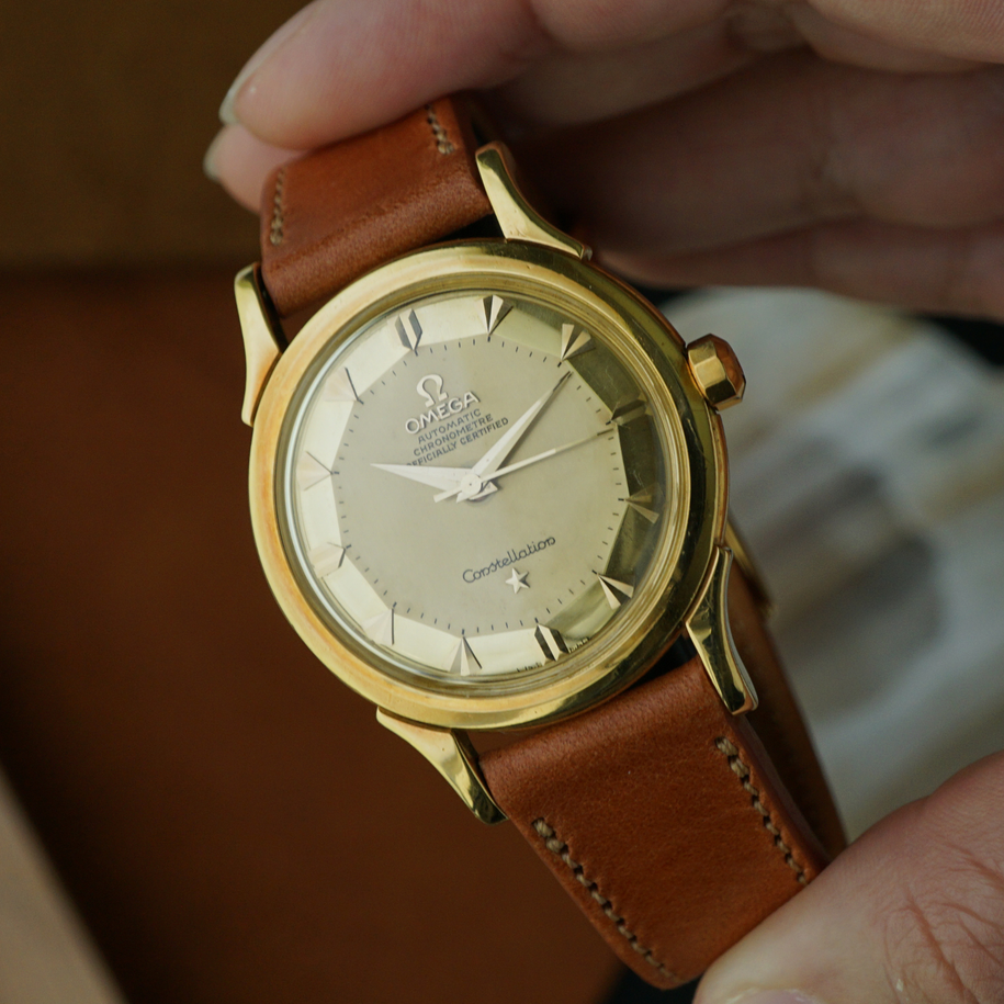 Vintage Omega Constellation Pie Pan Dial 18k Yellow Gold 2582/2853 SC circa 1956