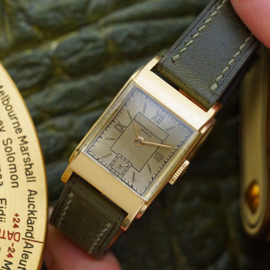 Vintage Vacheron Constantin 18K Yellow Gold Rectangular Dress Watch 1940s