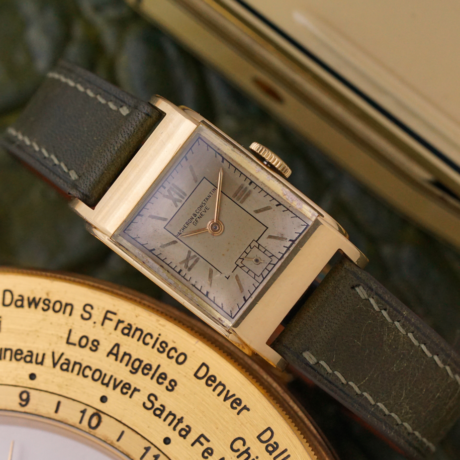 Vintage Vacheron Constantin 18K Yellow Gold Rectangular Dress Watch 1940s