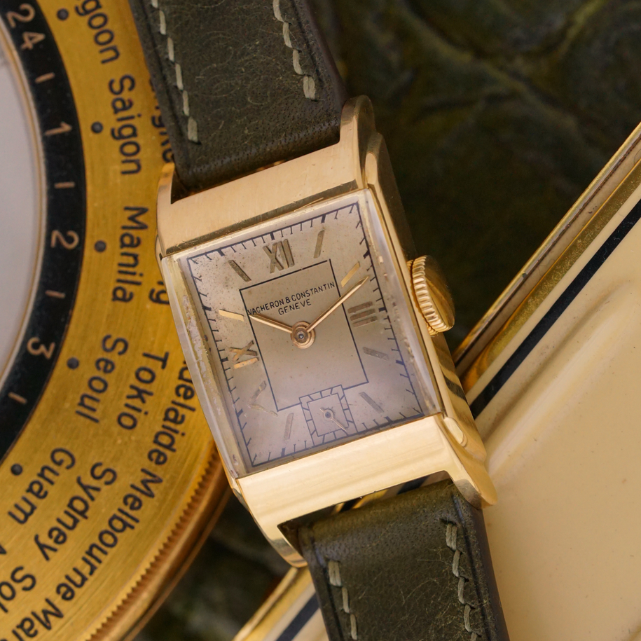 Vintage Vacheron Constantin 18K Yellow Gold Rectangular Dress Watch 1940s