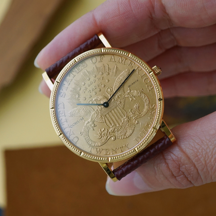 Corum $20 Liberty Coin Watch 18k Gold 35mm Quartz 1899 Double Eagle