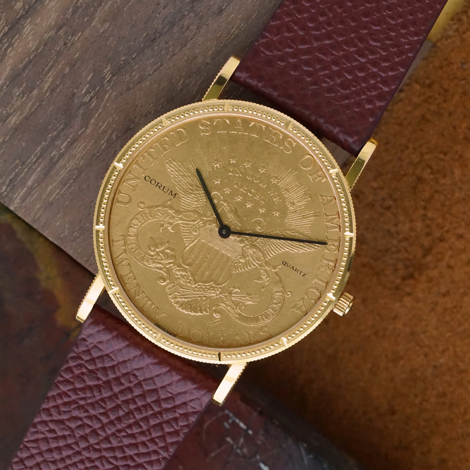 Corum $20 Liberty Coin Watch 18k Gold 35mm Quartz 1899 Double Eagle