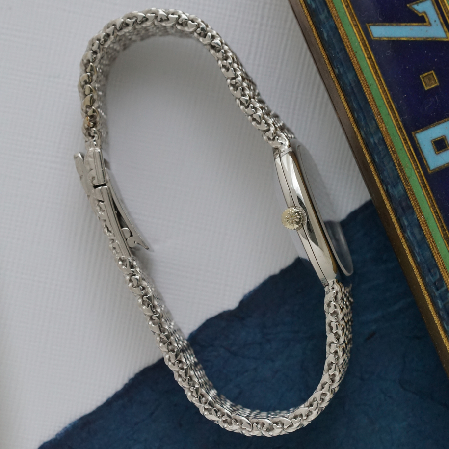 Vintage Patek Philippe Ellipse 4223/1 18k White Gold Bracelet Manual Wind 1970s