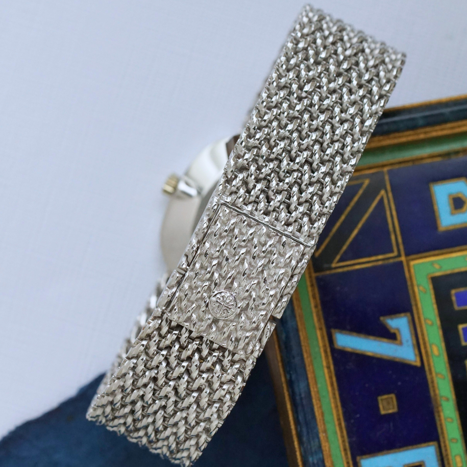 Vintage Patek Philippe Ellipse 4223/1 18k White Gold Bracelet Manual Wind 1970s