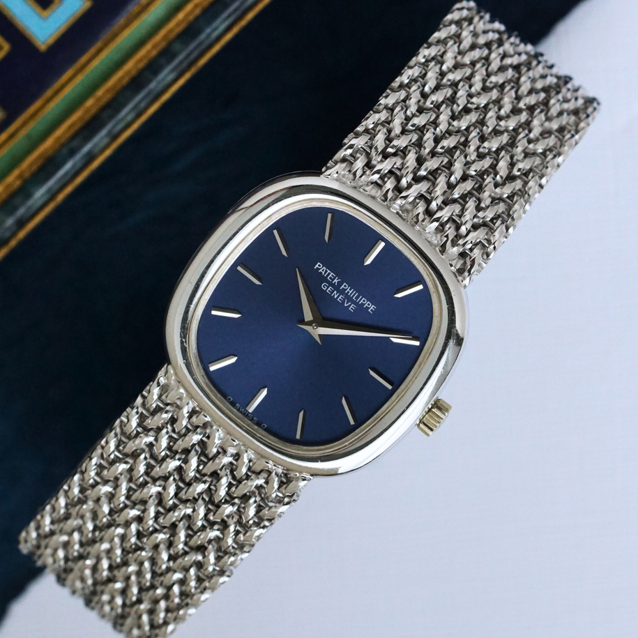 Vintage Patek Philippe Ellipse 4223/1 18k White Gold Bracelet Manual Wind 1970s