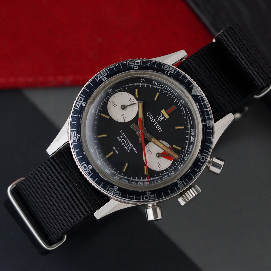 Vintage Croton Chronomaster Aviator Sea Diver Chronograph C45/281 Manual Wind 1960s