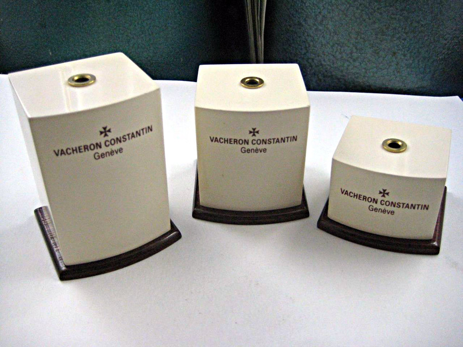 Vacheron Constantin original 3 pieces store stands wooden painted white for sale houston fabsuisse