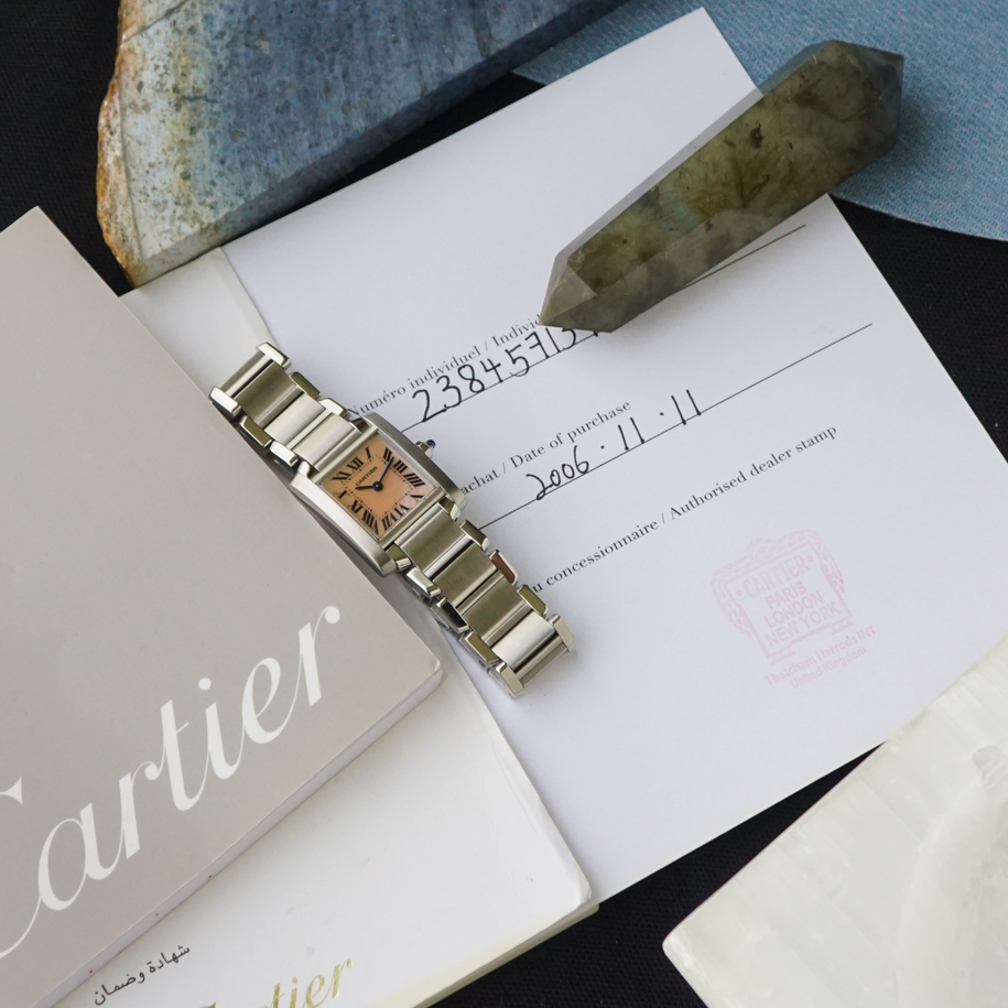 Cartier Tank Francaise W51028Q3 20mm Pink Mother-of-Pearl Dial 2006 Papers