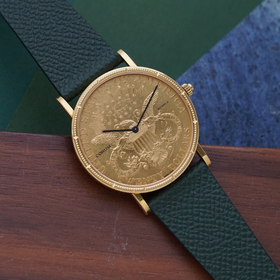 Corum $20 Double Eagle 1904 Coin Watch 18k Gold Quartz, 1980s