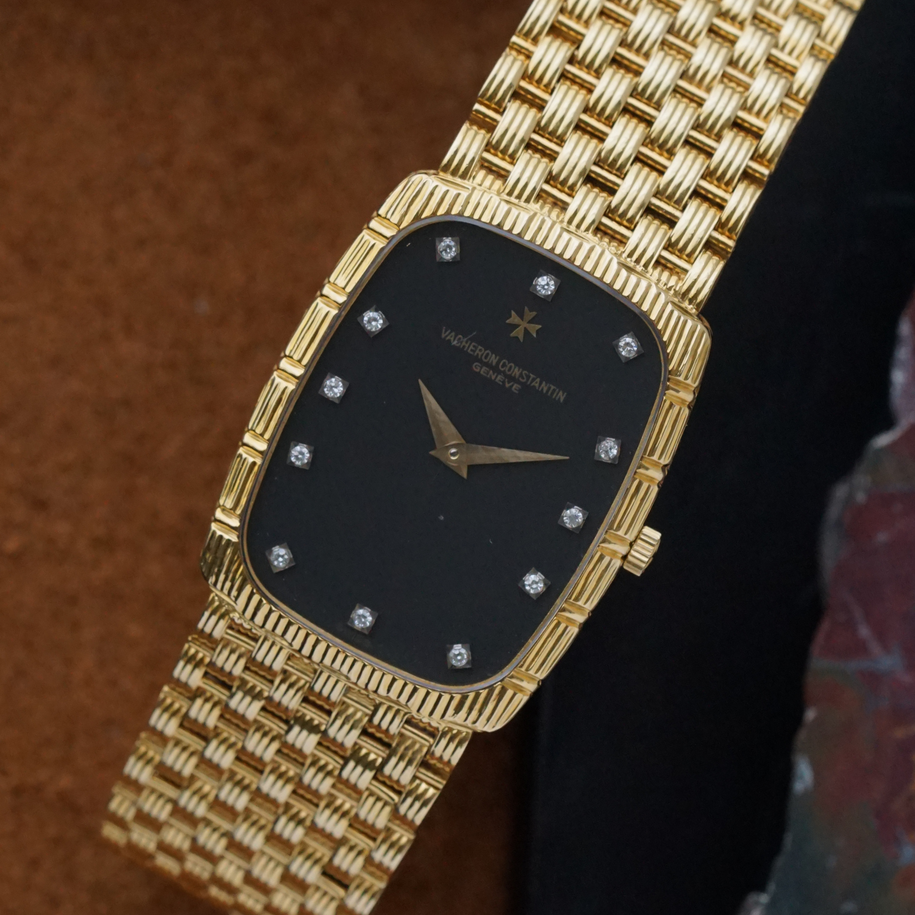 Vacheron Constantin Ref. 33037P 18k Yellow Gold Diamond Dial Bracelet Watch 1970s