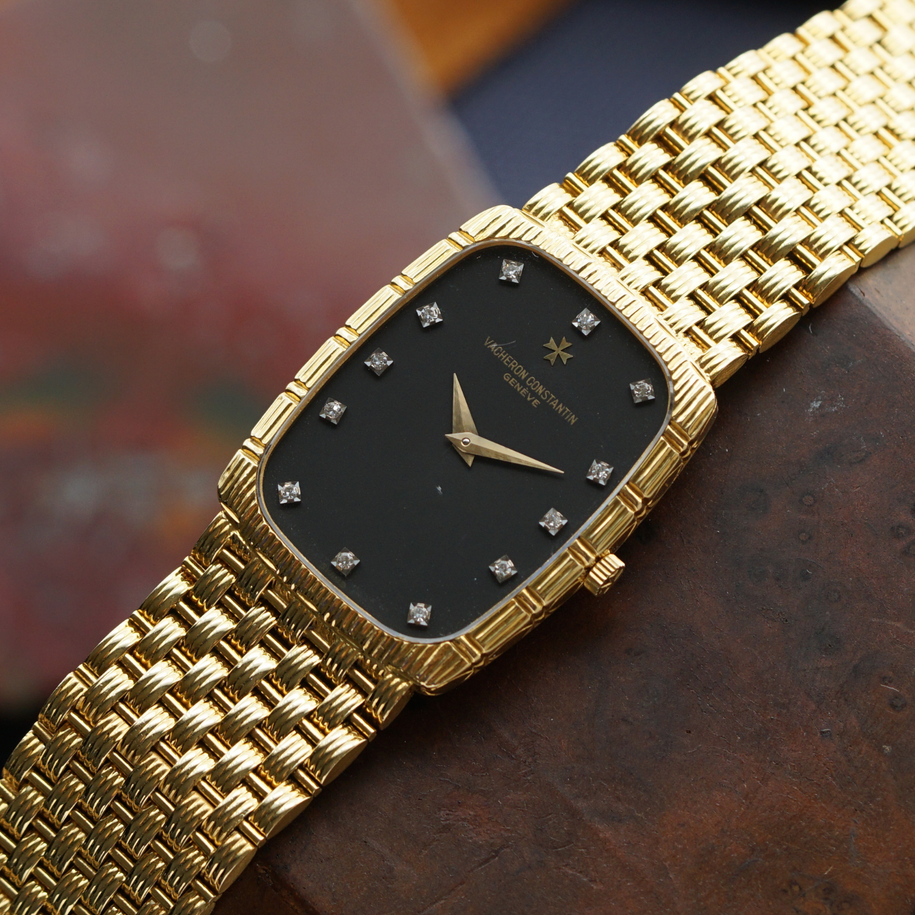 Vacheron Constantin Ref. 33037P 18k Yellow Gold Diamond Dial Bracelet Watch 1970s