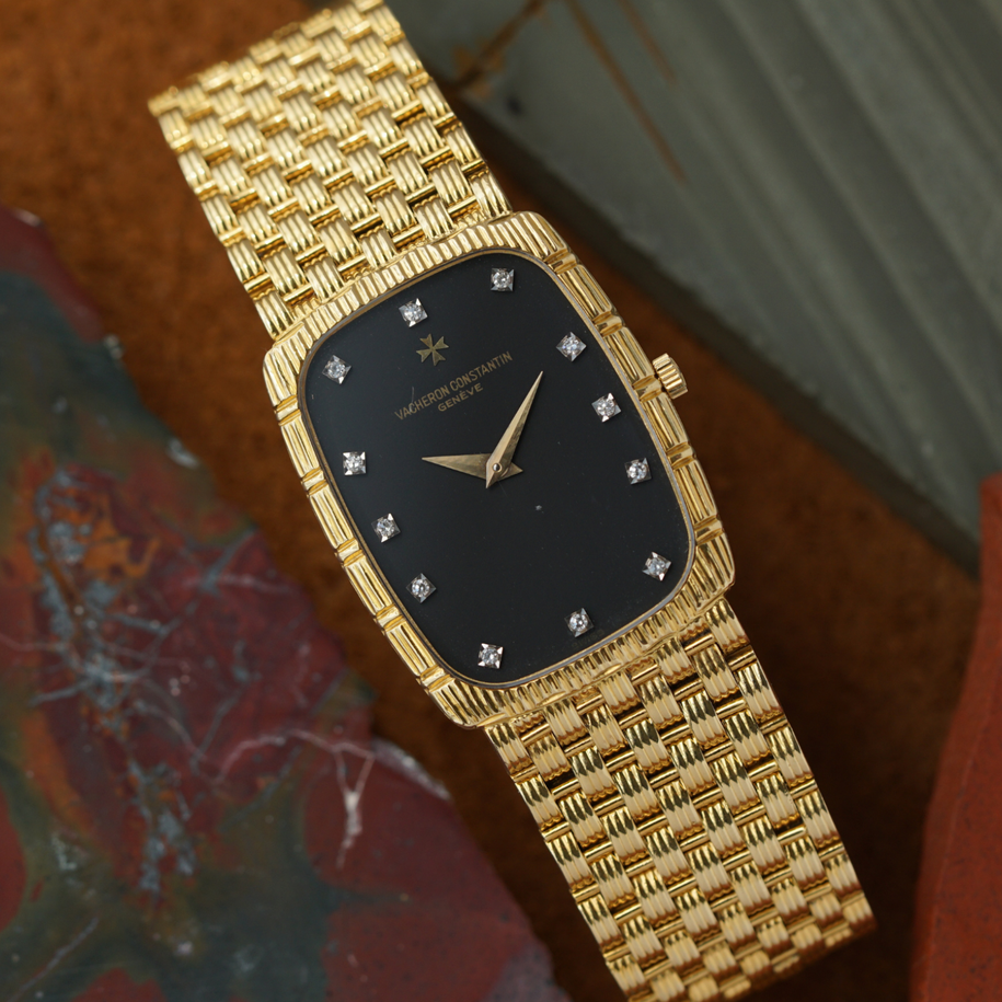 Vacheron Constantin Ref. 33037P 18k Yellow Gold Diamond Dial Bracelet Watch 1970s