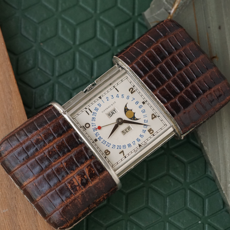 Movado Ermeto Tiffany & Co. Triple Calendar Moon Phase Travel Watch 1940s–50s
