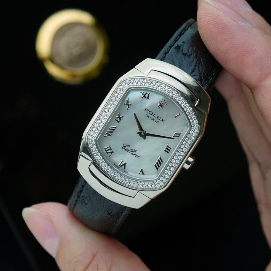 Rolex Cellini Cellissima Ref. 6691/9 18k White Gold Factory Diamond Bezel Box & Card 2011