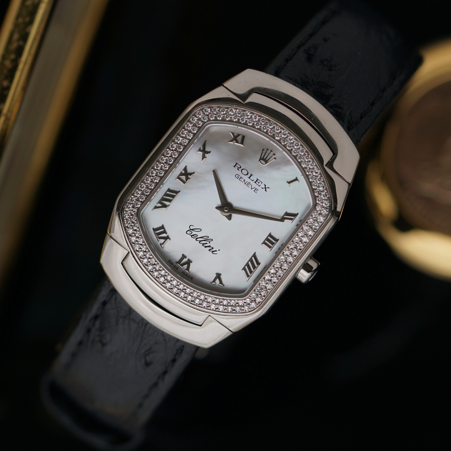 Rolex Cellini Cellissima Ref. 6691/9 18k White Gold Factory Diamond Bezel Box & Card 2011