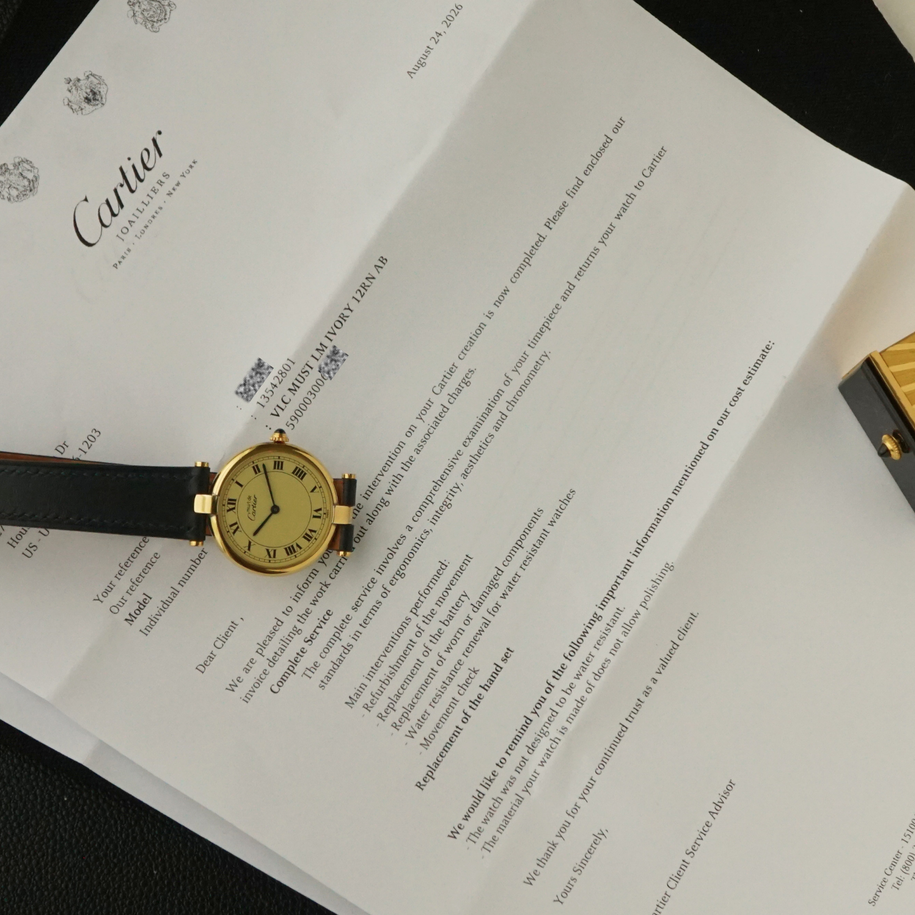 Cartier Must de Cartier Vendome Vermeil 30mm Quartz 1980s Cartier Service