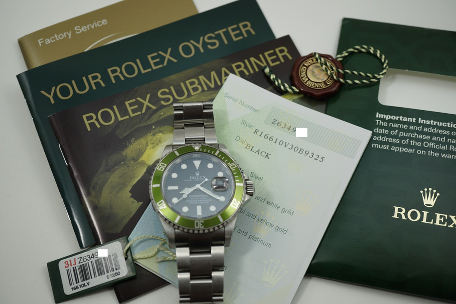 ROLEX 16610V ANNIVERSARY SUBMARINER "Z" SERIES with BOX & PAPERS, TAG 