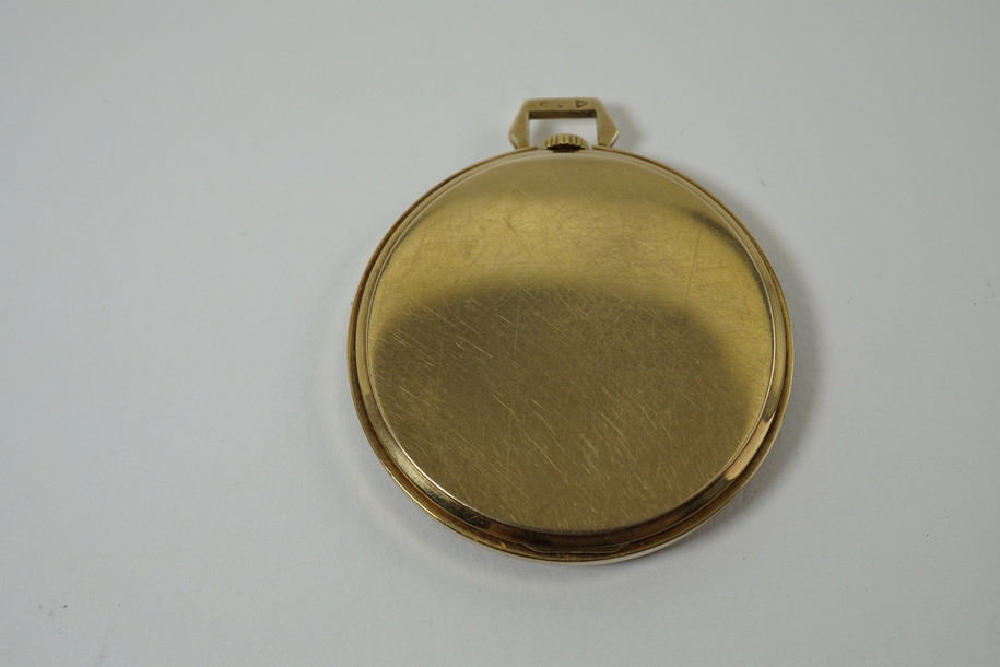 Zenith Pocket Watch art deco style 14k yellow gold dates 1940 pre owned vintage for sale houston fabsuisse