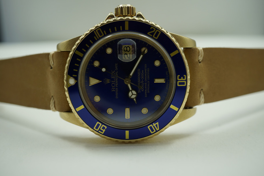 Rolex 16808 Submariner 18k yellow gold dates 1980 for sale Houston Fabsuisse
