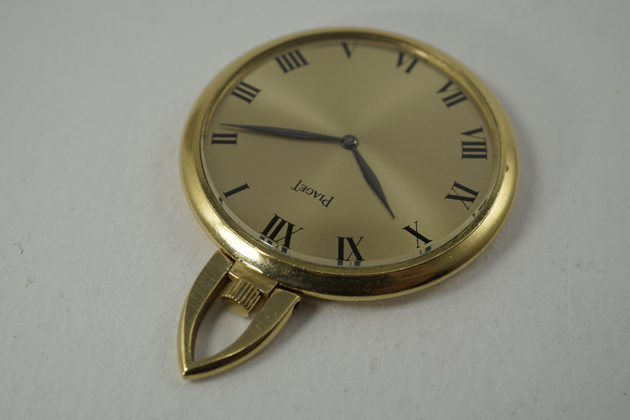 Piaget Pocket Watch 18k yellow gold thin design dates 1960's for sale houston fabsuisse