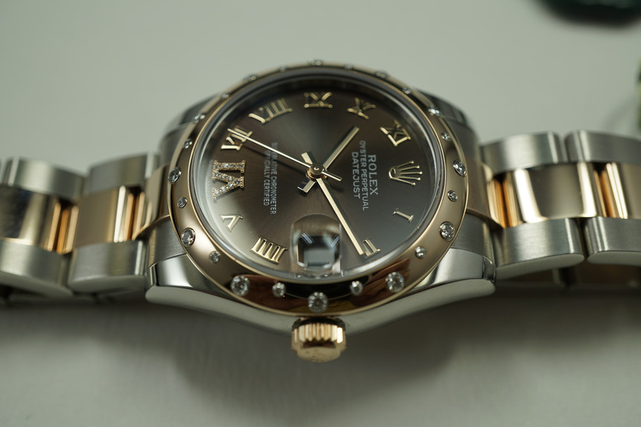 ROLEX 178341 CHOCOLATE ROMAN ROSE/STEEL w/DIAMOND BEZEL,TAGS,CARD, AND BOOKLETS