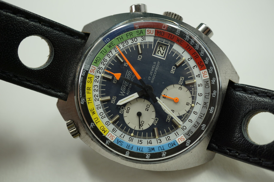 WAKMANN 9804 AUTOMATIC CHRONOGRAPH REGATE YACHTING w/TACHYMETRE C.1970 STEEL