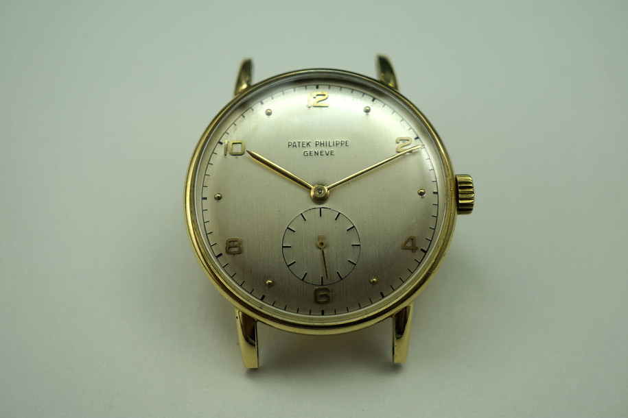 Patek Philippe 1461-1 18k yellow gold dress watch dates 1953 vintage original pre owned for sale houston fabsuisse