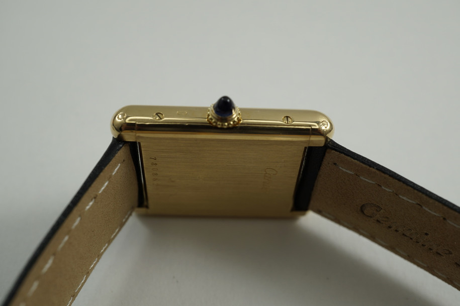 Cartier Tank vintage classic 18k yellow gold deployment dates 1990's for sale modern houston fabsuisse