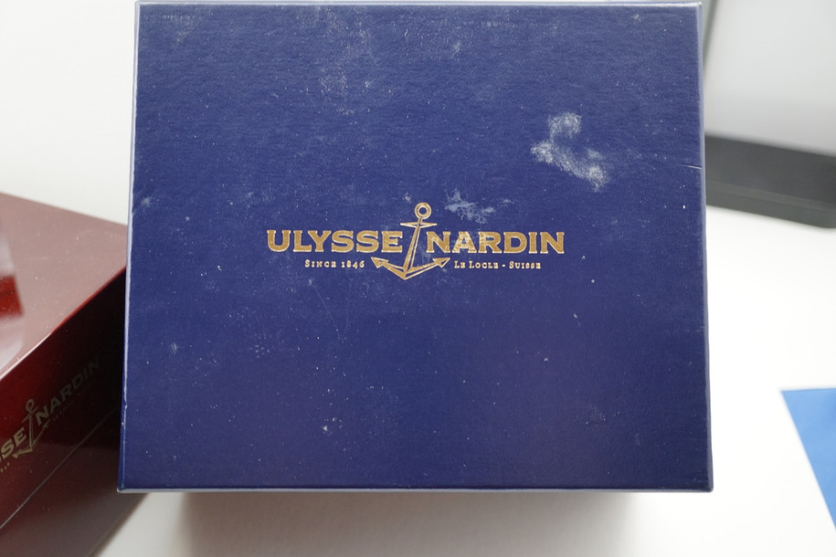 ULYSSE NARDIN ORIGINAL INNER WOODEN AND OUTER WATCH BOX DATES 2000'S PRE OWNED FOR SALE HOUSTON FABSUISSE 