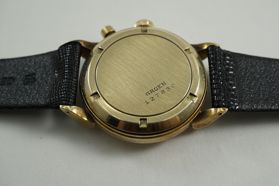 GRUEN PRECISION CHRONO-TIMER 14K GOLD DATES 1950'S PRE-OWNED FOR SALE HOUSTON FABSUISSE