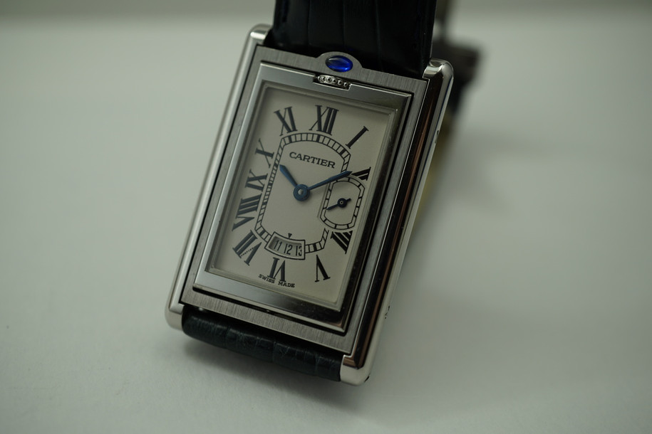 CARTIER 2552 BASCULANTE REVERSO  LARGE STEEL REVERSO DATES 2000'S  PRE-OWNED FOR SALE HOUSTON FABSUISSE