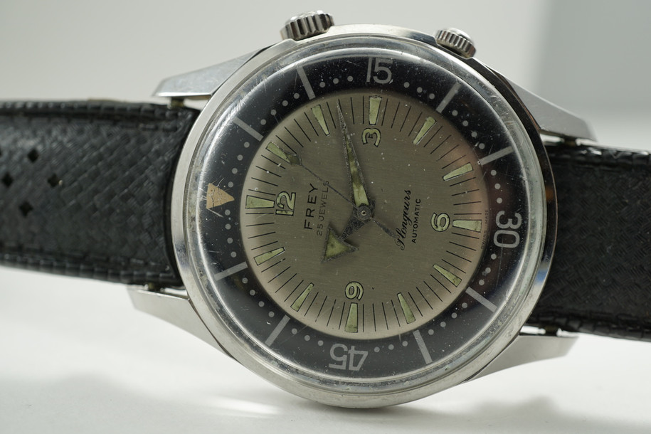 Plongeurs Frey Divers super compressor steel automatic c. 1961 vintage pre owend for sale houston fabsuisse