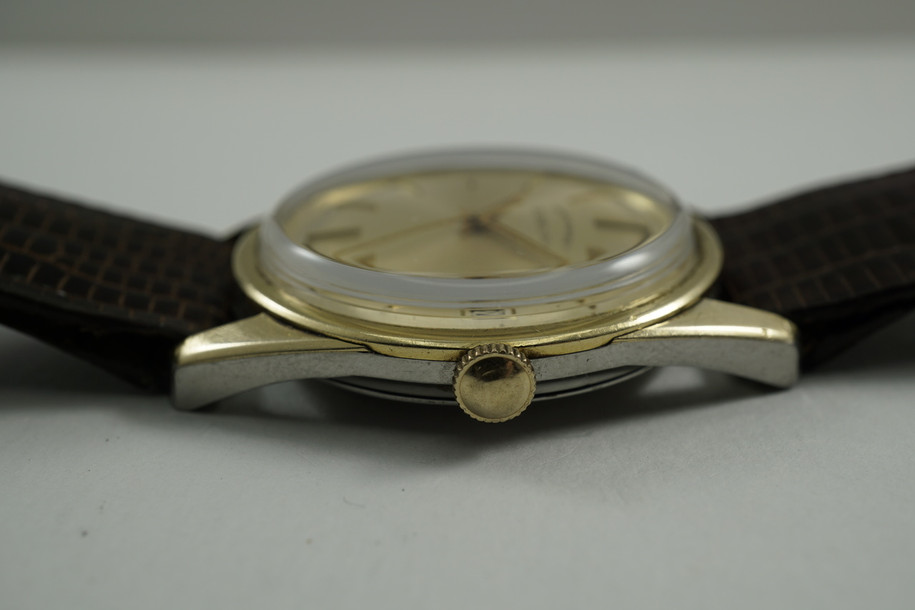 Gubelin Chronometer gold top steel case automatic dates 1960's vintage pre owned for sale houston fabsuisse