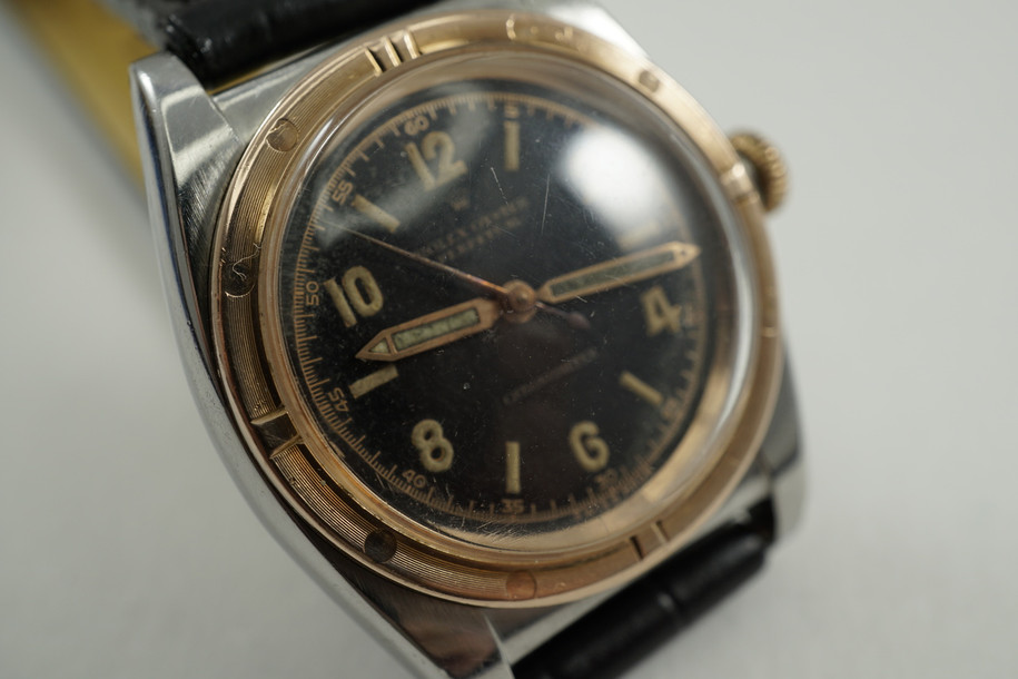 Rolex 3372 rose & steel Bubbleback original black dial dates 1944 pre-owned for sale Houston Fabsuisse
