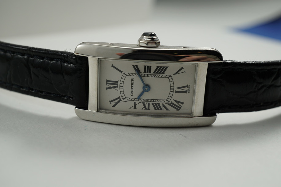 Cartier W2601956 Tank American 18k white gold c. 2000's pre owned for sale houston fabsuisse