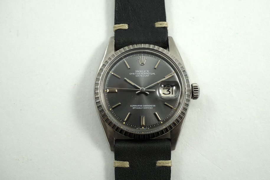 ROLEX 1603 DATEJUST ORIGINAL GREY SIGMA DIAL STAINLESS STEEL, SERVICED C 1971 AUTOMATIC FOR SALE HOUSTON FABSUISSE