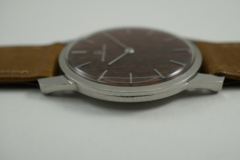 Universal Geneve 842121/02 rare wooden dial ultra thin model c. 1960's for sale houston fabsuisse