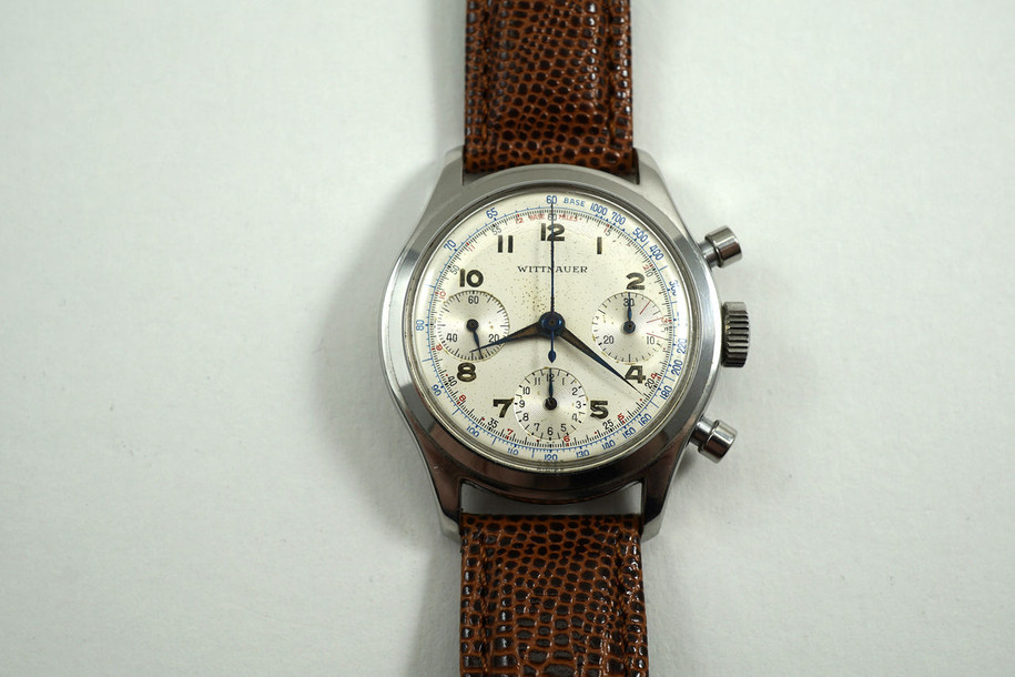 Wittnauer 800 Chronograph Stainless Steel Valjoux 72 C.1950's orginal dial pre owned for sale Houston Fabsuisse