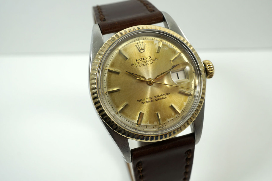 Rolex 1601 Datejust tutone early cool original patina dial dates 1966 for sale houston fabsuisse