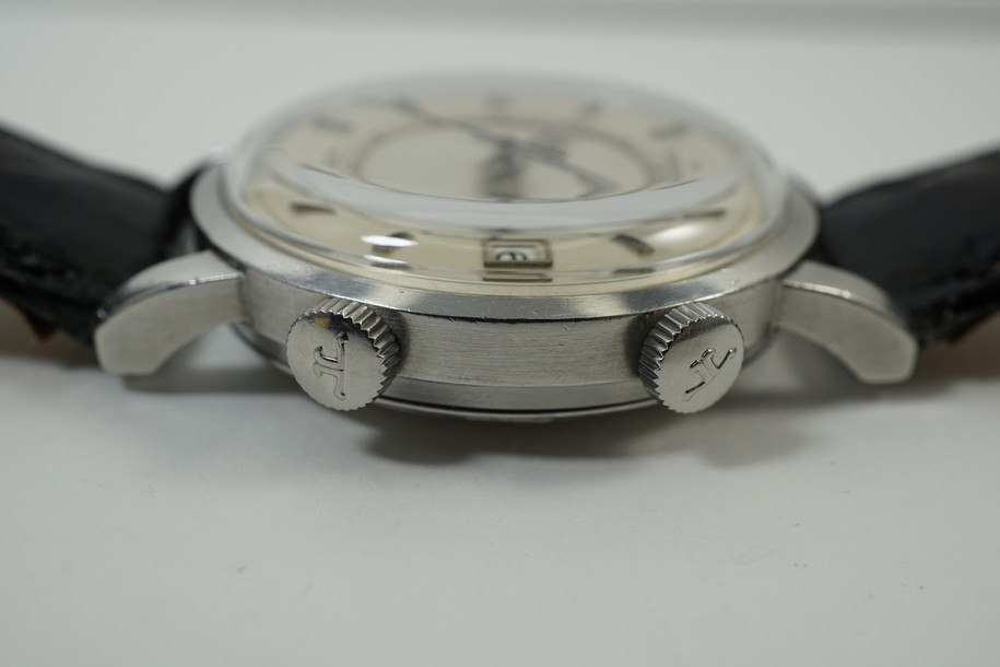 Jaeger LeCoultre 875.42 Memovox "Speed Beat" steel automatic dates 1969 alarm watch all original for sale houston fabsuisse