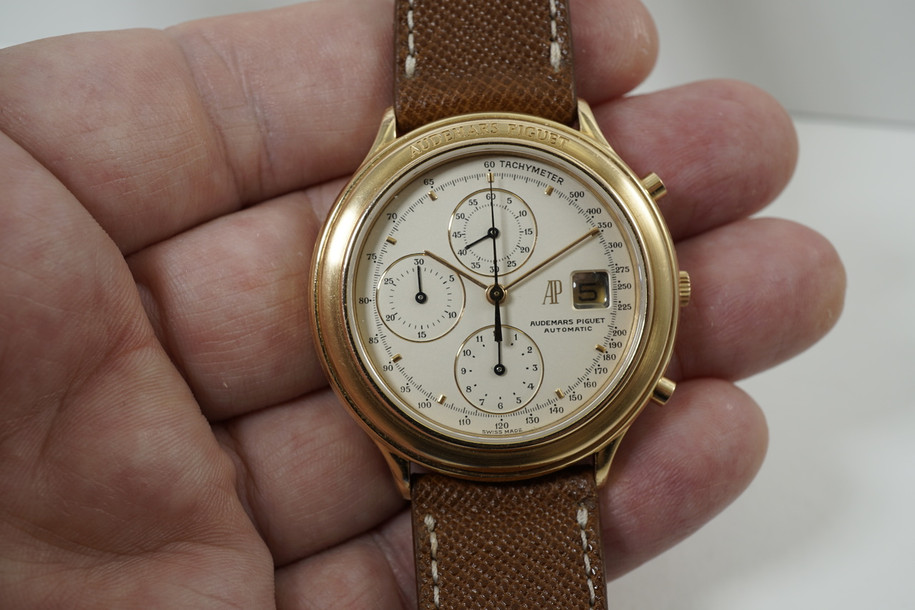 Audemars Piguet 25644.002 Huitieme chronograph 18k rose gold c.1990's automatic for sale houston fabsuisse