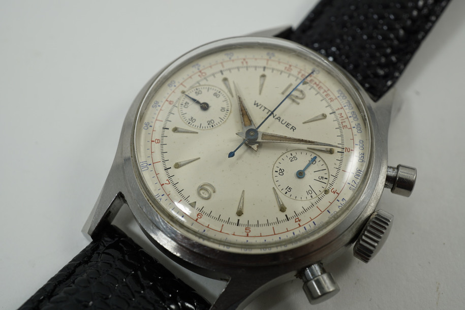 Wittnauer 3256 Chronograph original 3 color dial stainless steel dates 1960's for sale houston fabsuisse