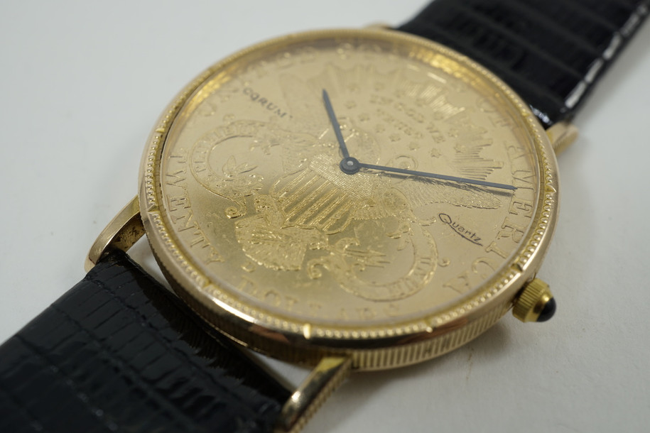 Corum $20 Liberty Coin Watch coinc c.1878 watch c.1990's quartz for sale houston fabsuisse