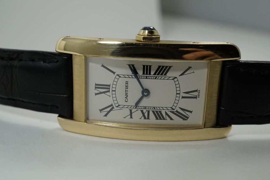 Cartier 1720-1 Tank American 18k yellow gold ladies w/ box dates 2000's for sale houston fabsuisse