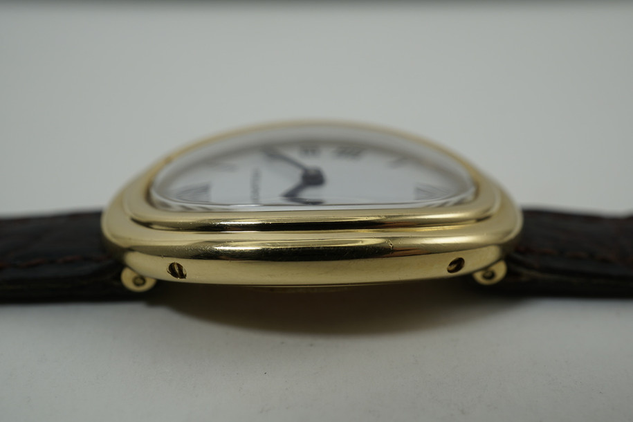 Cartier Baignoire 18k yellow gold ladies watch recent Cartier service 1990's pre owned for sale houston fabsuisse