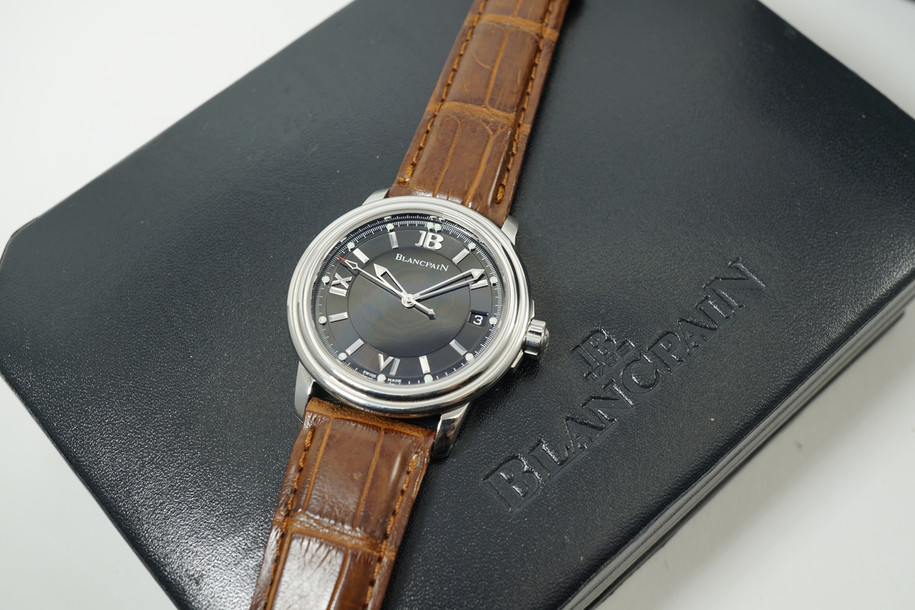 Blancpain 2100 Leman box, books automatic stainless steel c. 2000's all original pre owned for sale houston fabsuisse